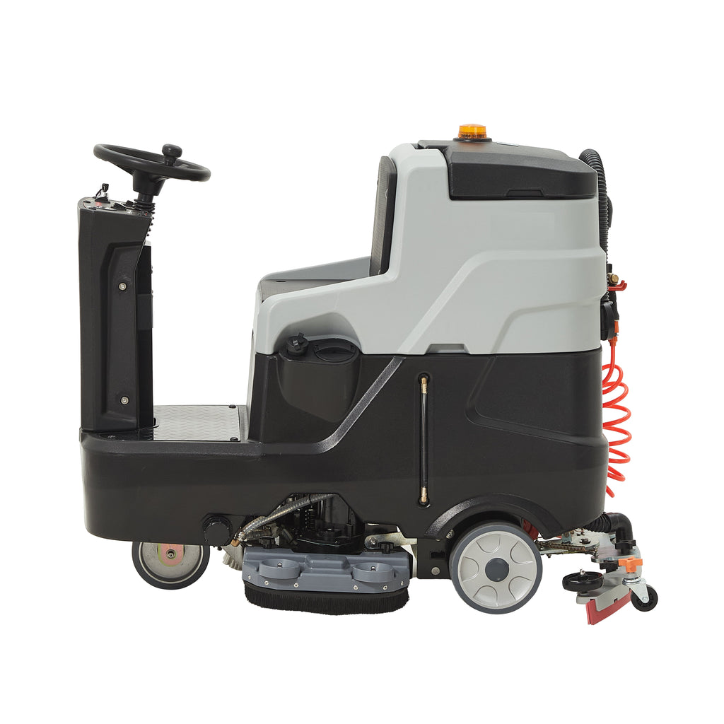 Battery Powered Ride-On Floor Scrubber Machine, 30" Brush, 39" Squeegee