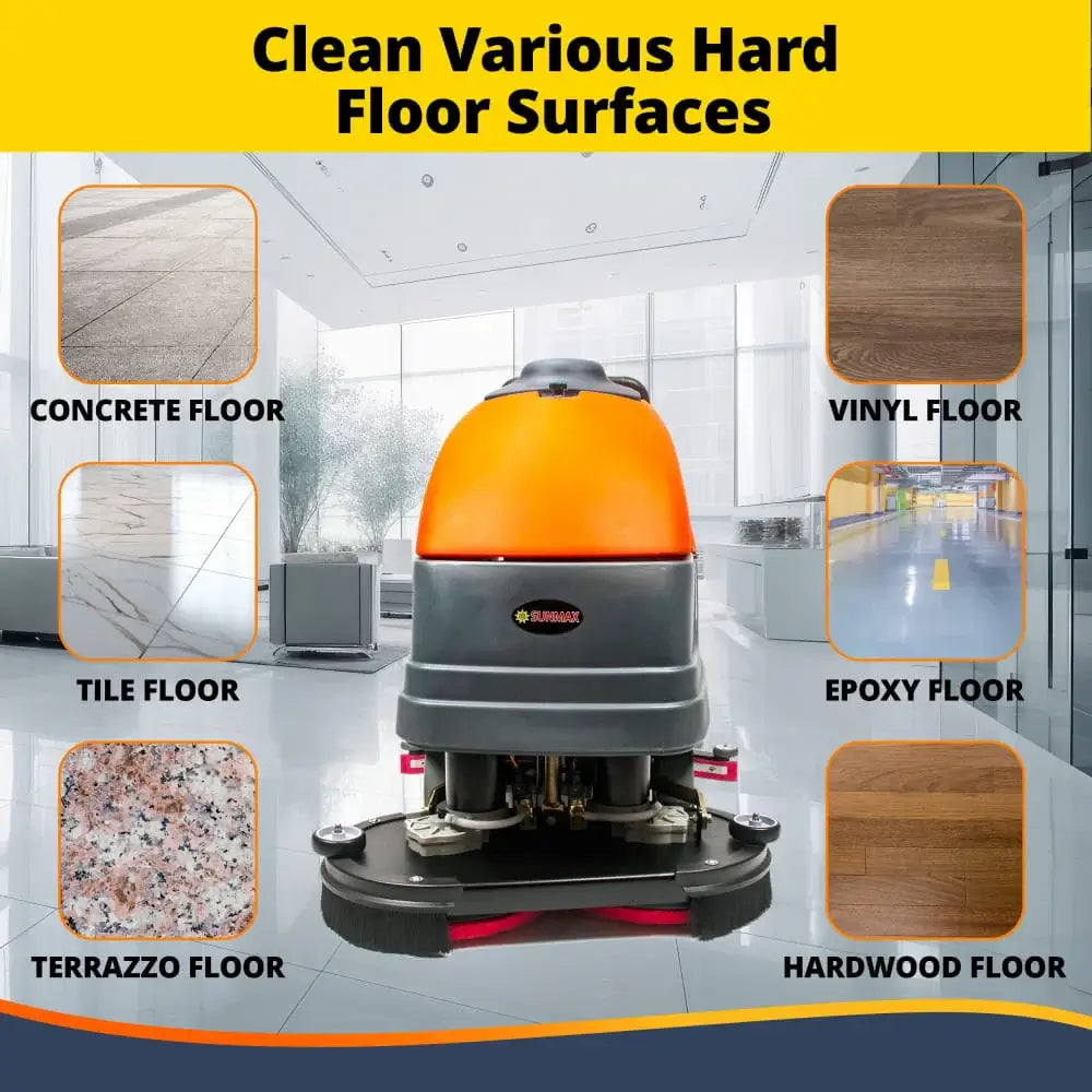 RT120 34" Self-Propelled Floor Scrubber Machine, 33-gal Tank, 75,000 sqft/h