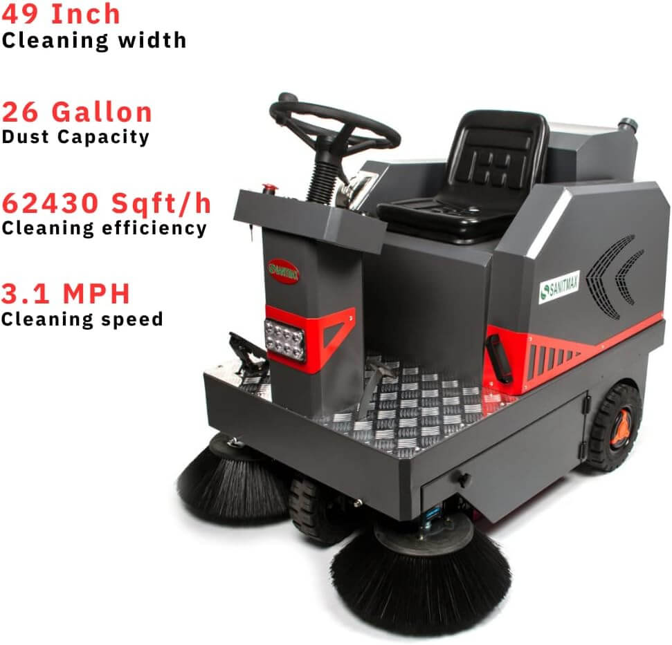 SM1250+ 49" Ride-On Industrial Floor Sweeper with Lithium Battery