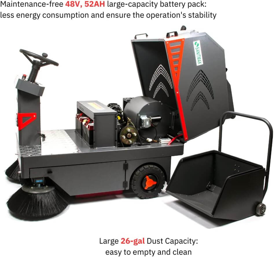 SM1250+ 49" Ride-On Industrial Floor Sweeper with Lithium Battery