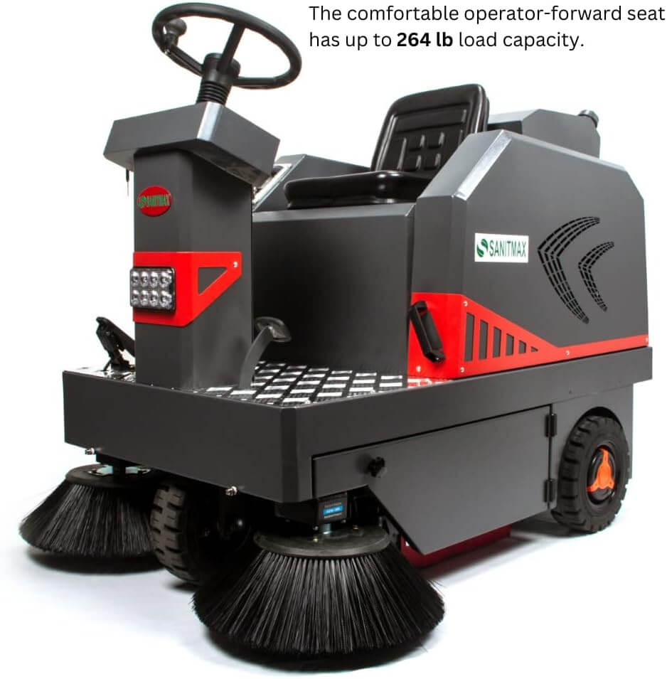 SM1250 49" Ride-on Industrial Floor Sweeper, 26 Gal Dustbin, Battery Powered Floor Cleaning Machine, 69000 Sqft/h Efficiency