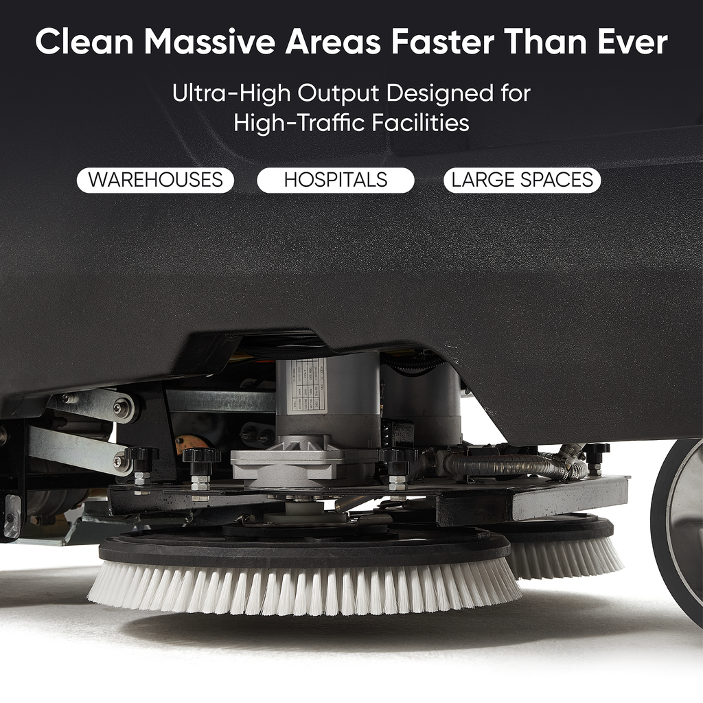 Battery Powered Ride-On Floor Scrubber Machine, 38" Brush, 48" Squeegee
