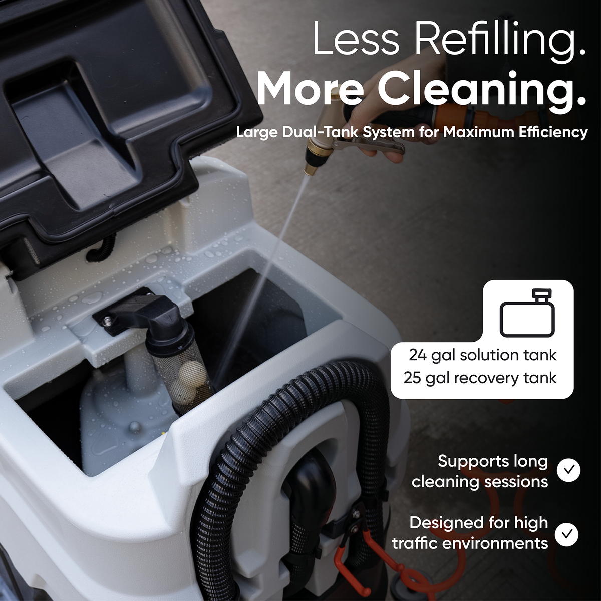 Battery Powered Ride-On Floor Scrubber Machine, 30" Brush, 39" Squeegee