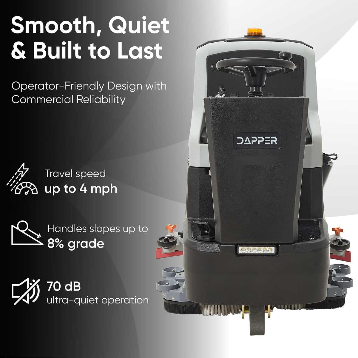 Battery Powered Ride-On Floor Scrubber Machine, 30" Brush, 39" Squeegee