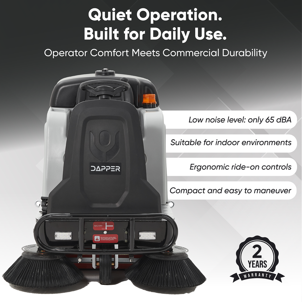 Ride-On Floor Sweeper 49" Sweeping Width 25 Gal 77,500 sq ft/hr 6 MPH