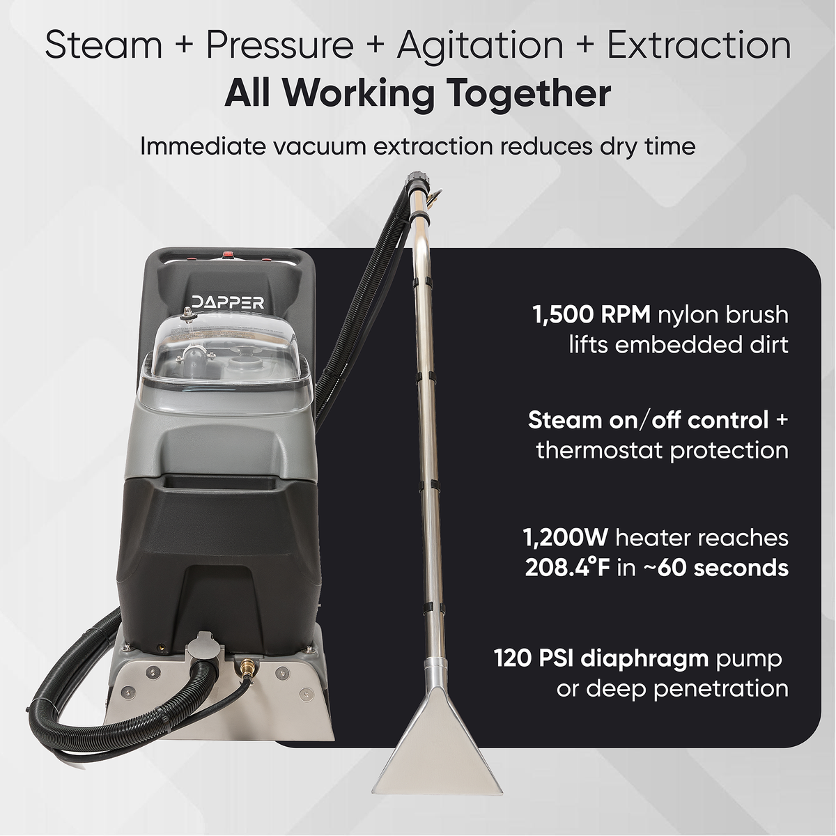 4-in-1 Cold Water Carpet Extractor Machine with Steam, Upholstery & Floor Wand