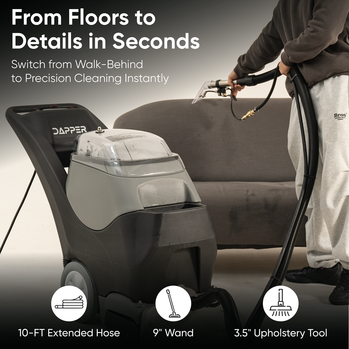 4-in-1 Cold Water Carpet Extractor Machine with Steam, Upholstery & Floor Wand