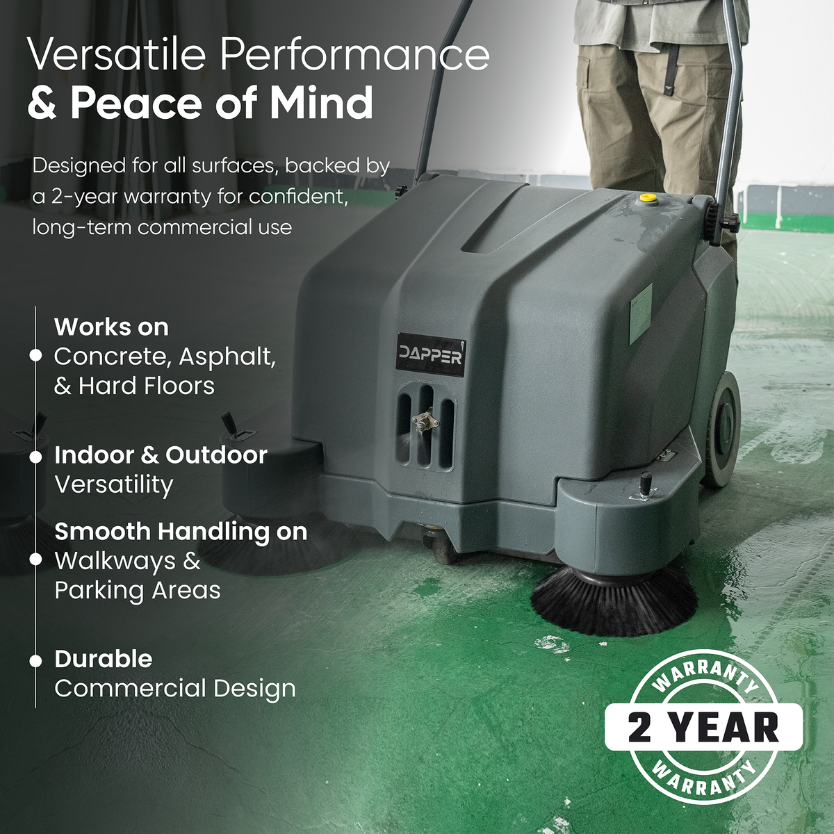 Battery Powered Floor Sweeper - 12 Gallon Capacity - 40" Sweeping Width