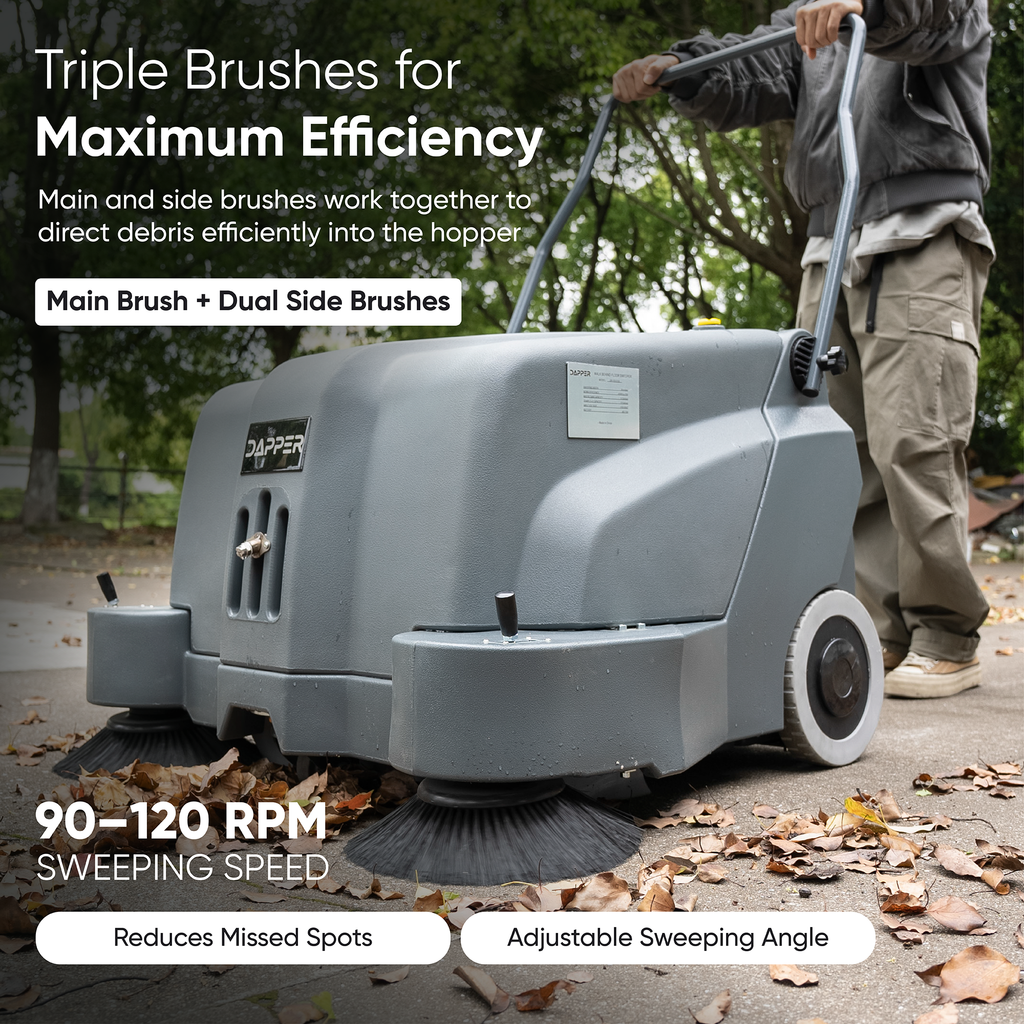 Battery Powered Floor Sweeper - 12 Gallon Capacity - 40" Sweeping Width