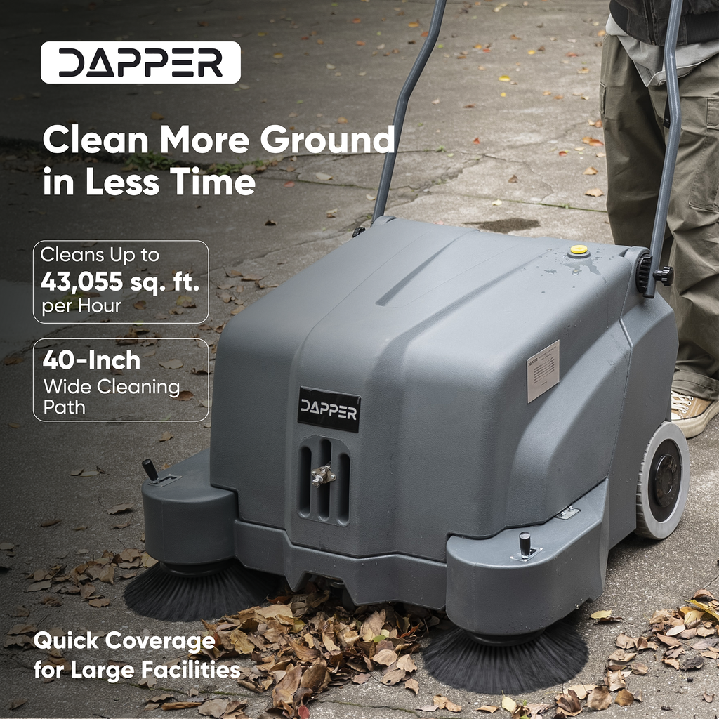 Battery Powered Floor Sweeper - 12 Gallon Capacity - 40" Sweeping Width