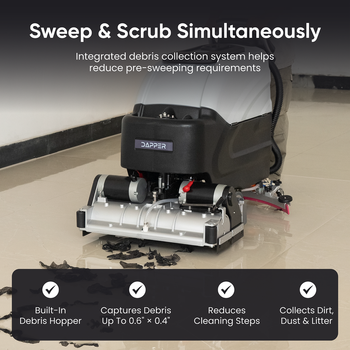 Self Propelled Sweep & Scrub Floor Cleaning Machine 25" Brush 35" Squeegee