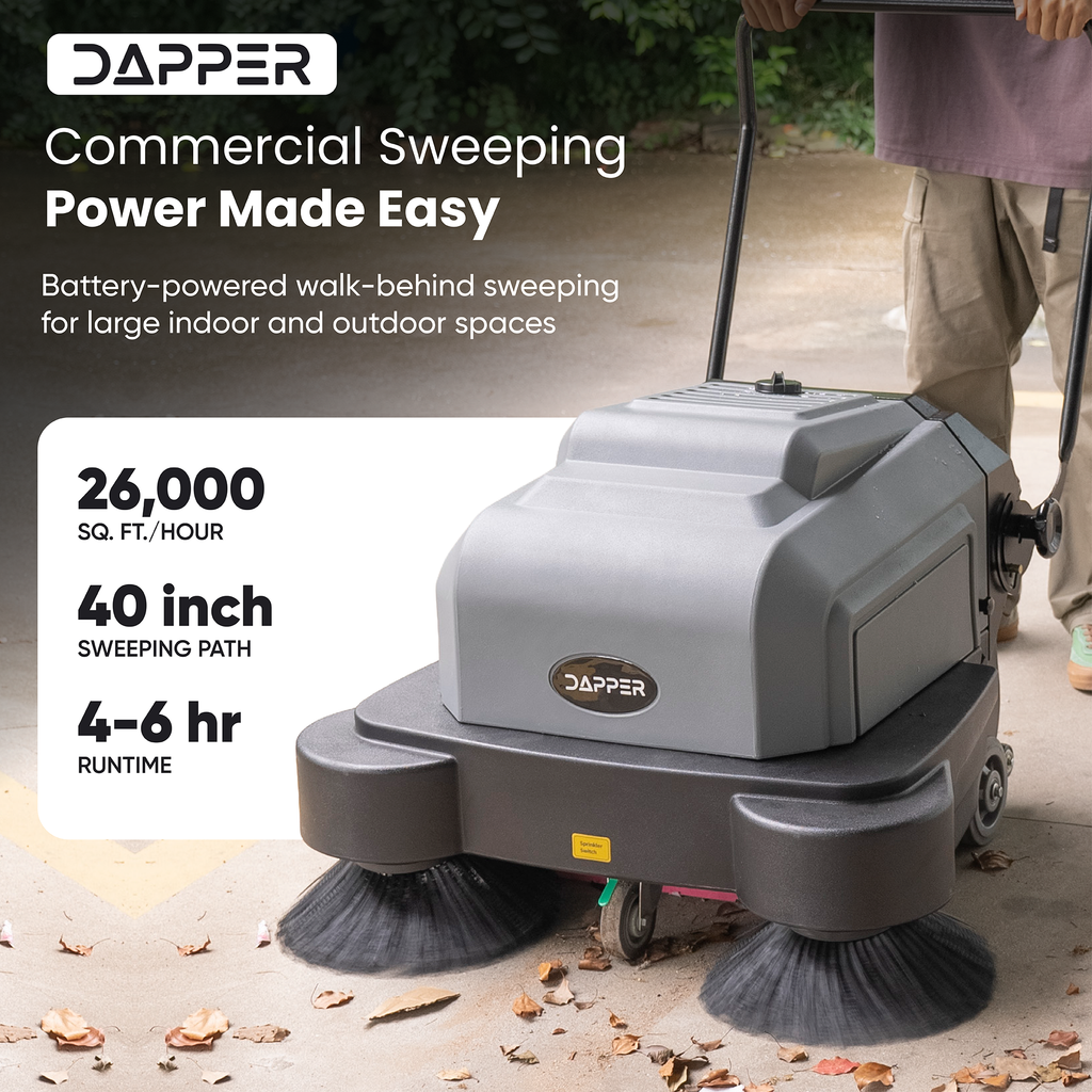 Battery Powered Floor Sweeper - 9 Gallon Capacity - 40" Sweeping Width