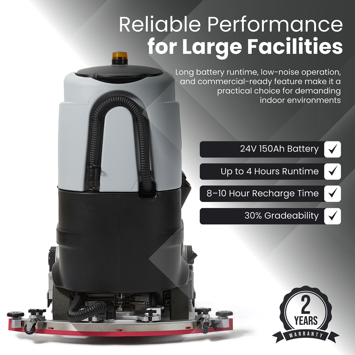 Ride on Sweep & Scrub Floor Cleaning Machine 25.5 in. Cleaning Path, 39.5 in. Squeegee