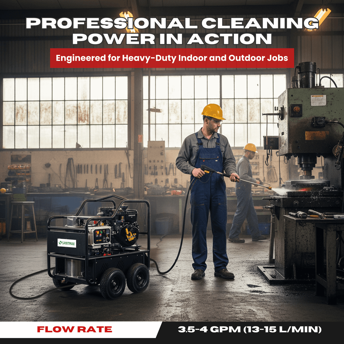 SM4000 Hot & Cold Water Gas Pressure Washer – 4,000 PSI, 4.0 GPM, Diesel Heated, Professional Contractor System