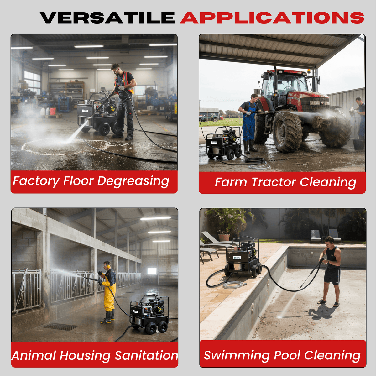 SM4000 Hot & Cold Water Gas Pressure Washer – 4,000 PSI, 4.0 GPM, Diesel Heated, Professional Contractor System