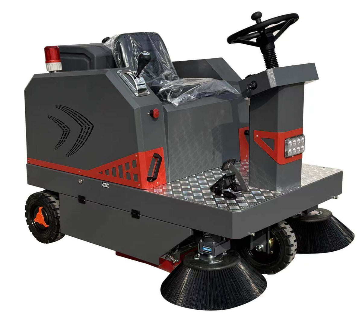 SM1350 Ride-On Sweeper, 53" Industrial Floor Sweeper Machine with Triple Brushes and 21-Gal Hopper