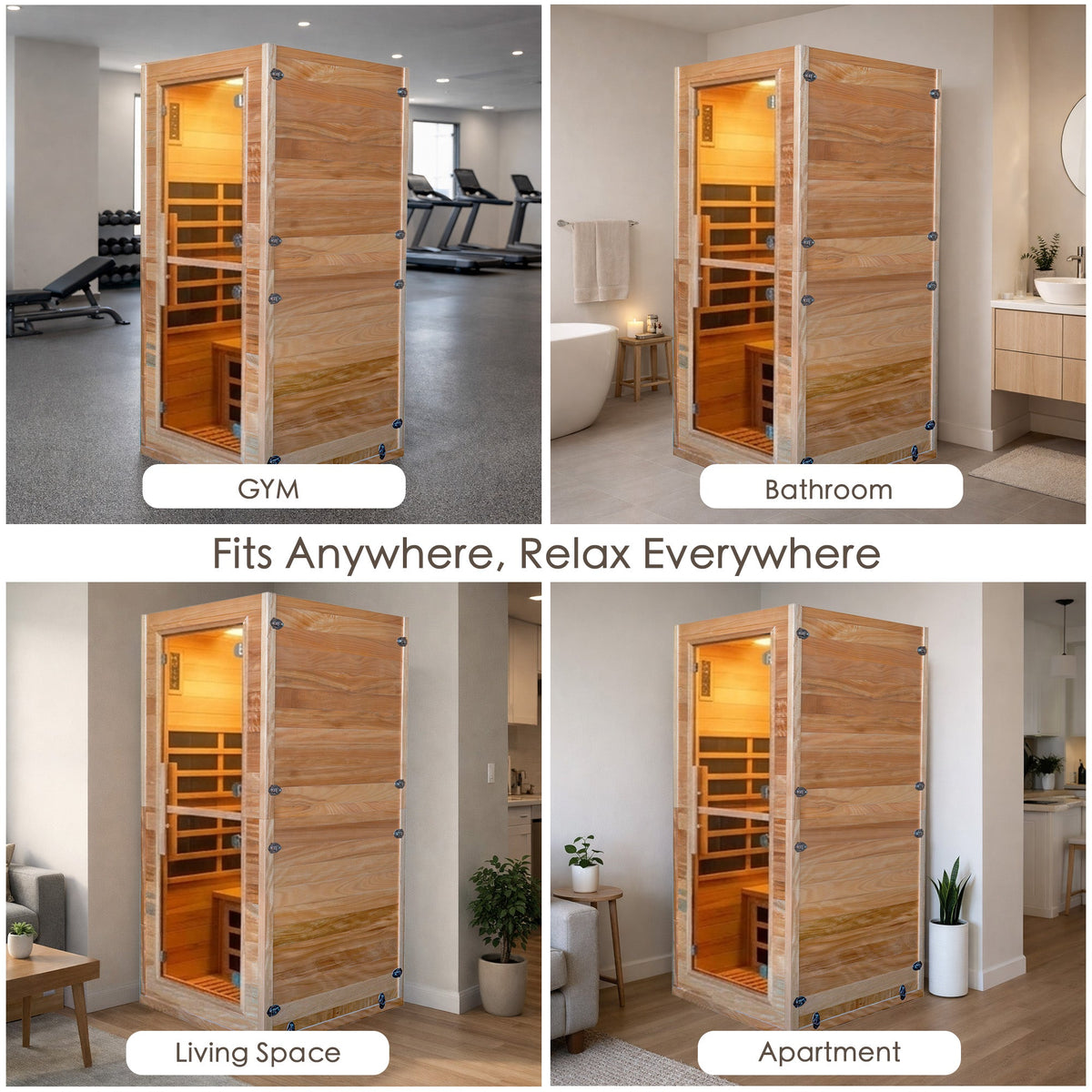 Kozyard Infrared Sauna Room 270° Surround Heating Dry Sauna, Wooden Sauna Room with Bluetooth Speaker, Oxygen Generator, Ambient Light, Foot Massage, Home Spa Sauna for Indoor