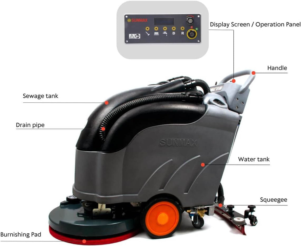Self-Propelled Floor Scrubber RT50D– 22" Cleaning Path, Automatic Forward/Reverse Drive with Adjustable Speed, 14.5-Gal Tank, Industrial Grade Cleaning Machine