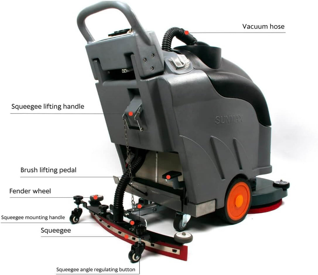 Self-Propelled Floor Scrubber RT50D– 22" Cleaning Path, Automatic Forward/Reverse Drive with Adjustable Speed, 14.5-Gal Tank, Industrial Grade Cleaning Machine
