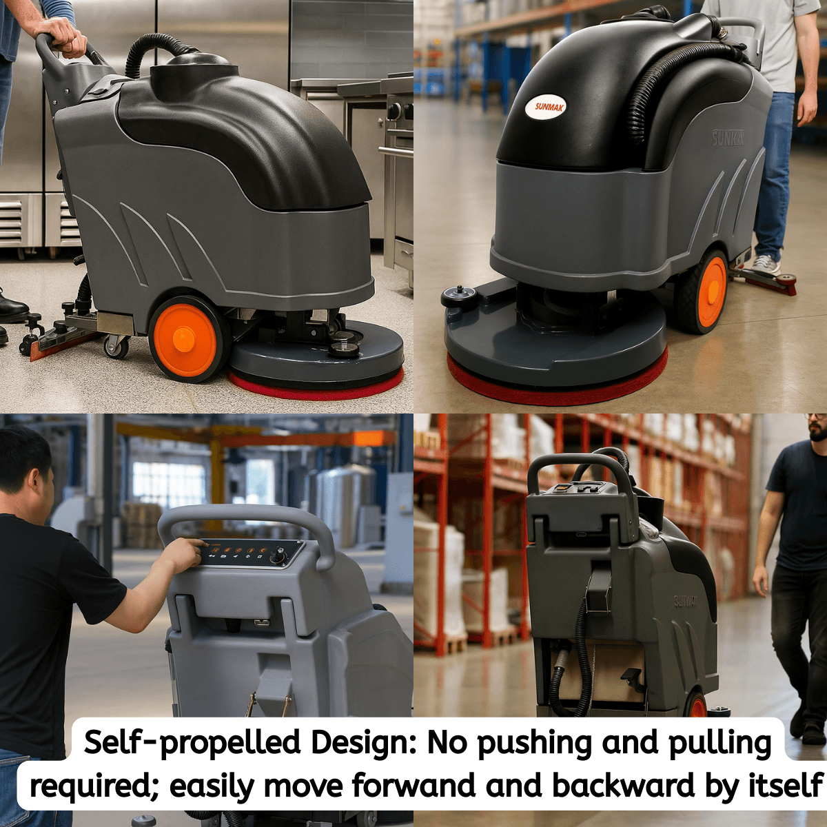 Self-Propelled Floor Scrubber RT50D– 22" Cleaning Path, Automatic Forward/Reverse Drive with Adjustable Speed, 14.5-Gal Tank, Industrial Grade Cleaning Machine