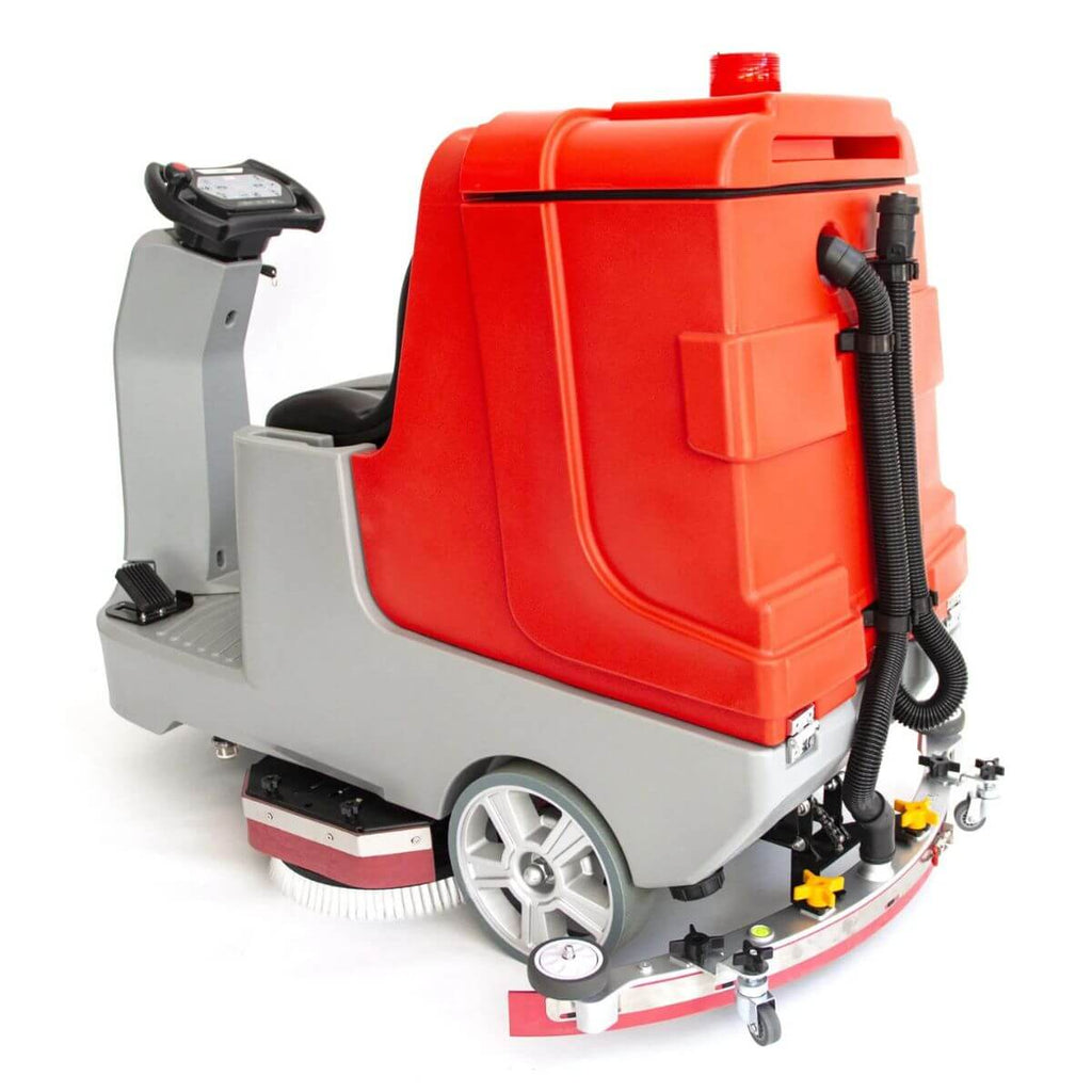 SM860 Ride-On Commercial Floor Scrubber Dryer Machine, 34" Dual Brushes, 37-Gal Sewage Tank, 80,000 Sqft/H Cleaning Efficiency
