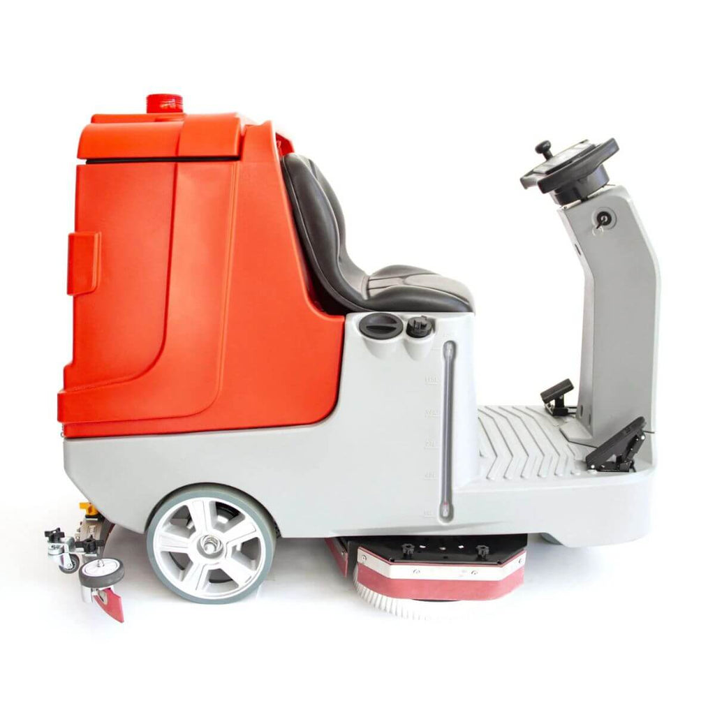 SM860 Ride-On Commercial Floor Scrubber Dryer Machine, 34" Dual Brushes, 37-Gal Sewage Tank, 80,000 Sqft/H Cleaning Efficiency