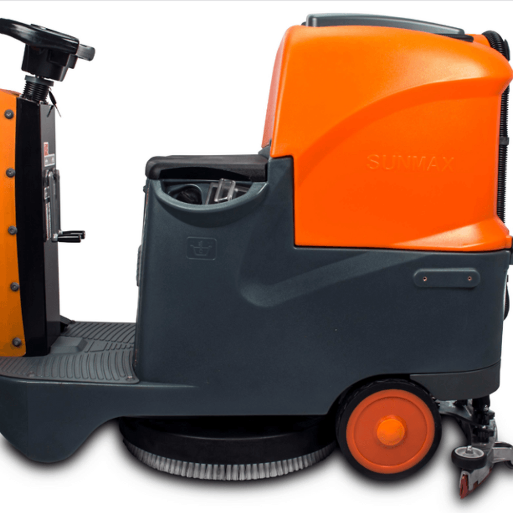 SANITMAX RT70 Ride-On Floor Scrubber, 48000 Sqft/H Efficiency, 18.5 Gal Tanks, 31-inch Squeegee Width 