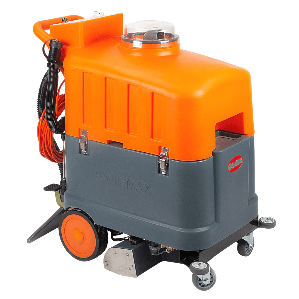 Carpet extractor cleaning commercial carpet and hard floors